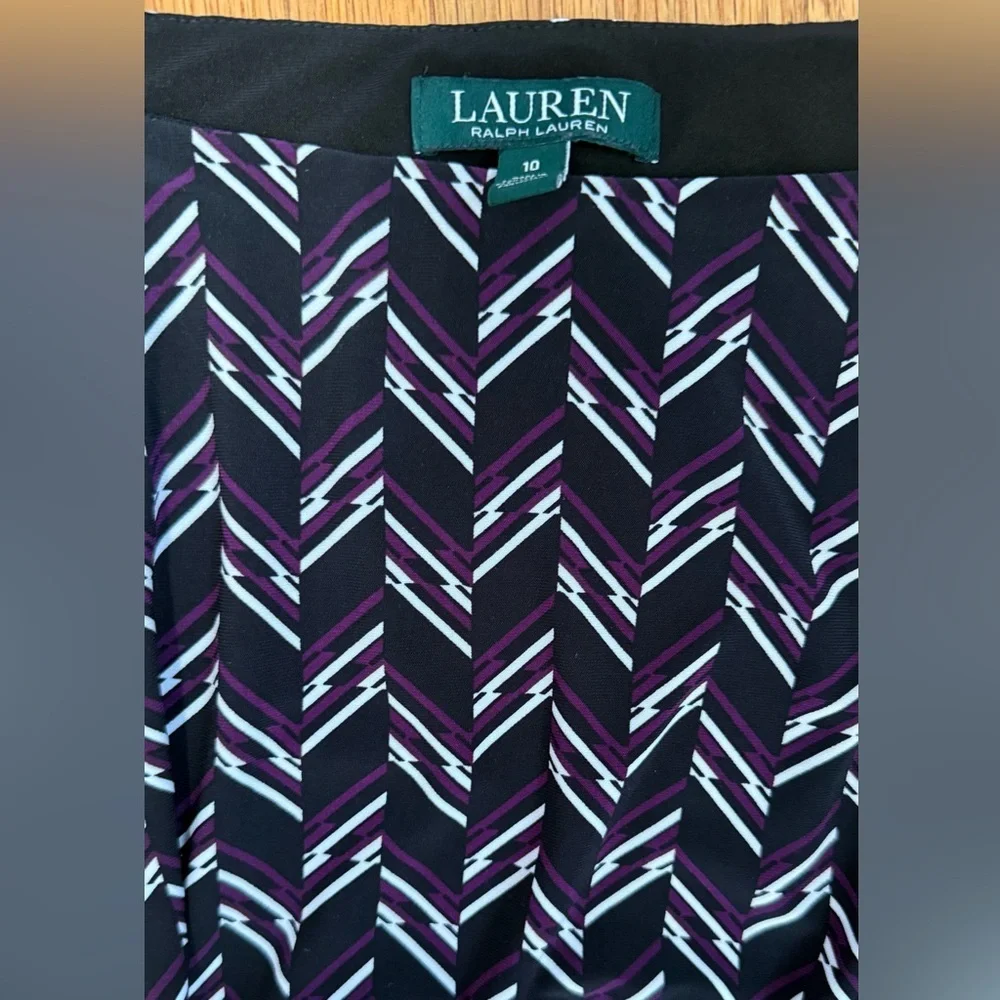 Ralph Lauren Womens Black Herringbone 3/4 Sleeve Jewel Neck dress 10 - Picture 2 of 5